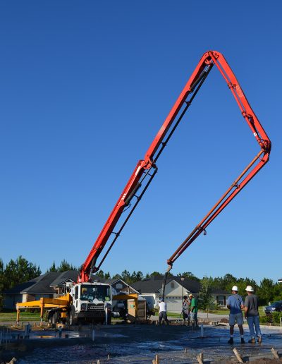 a boom pump in use